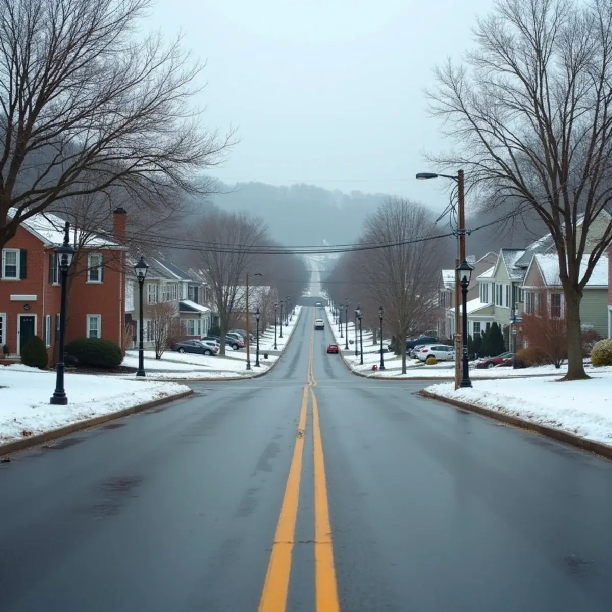 Street of 1960s and 1970s colonials and split-levels in Bethel Park, PA